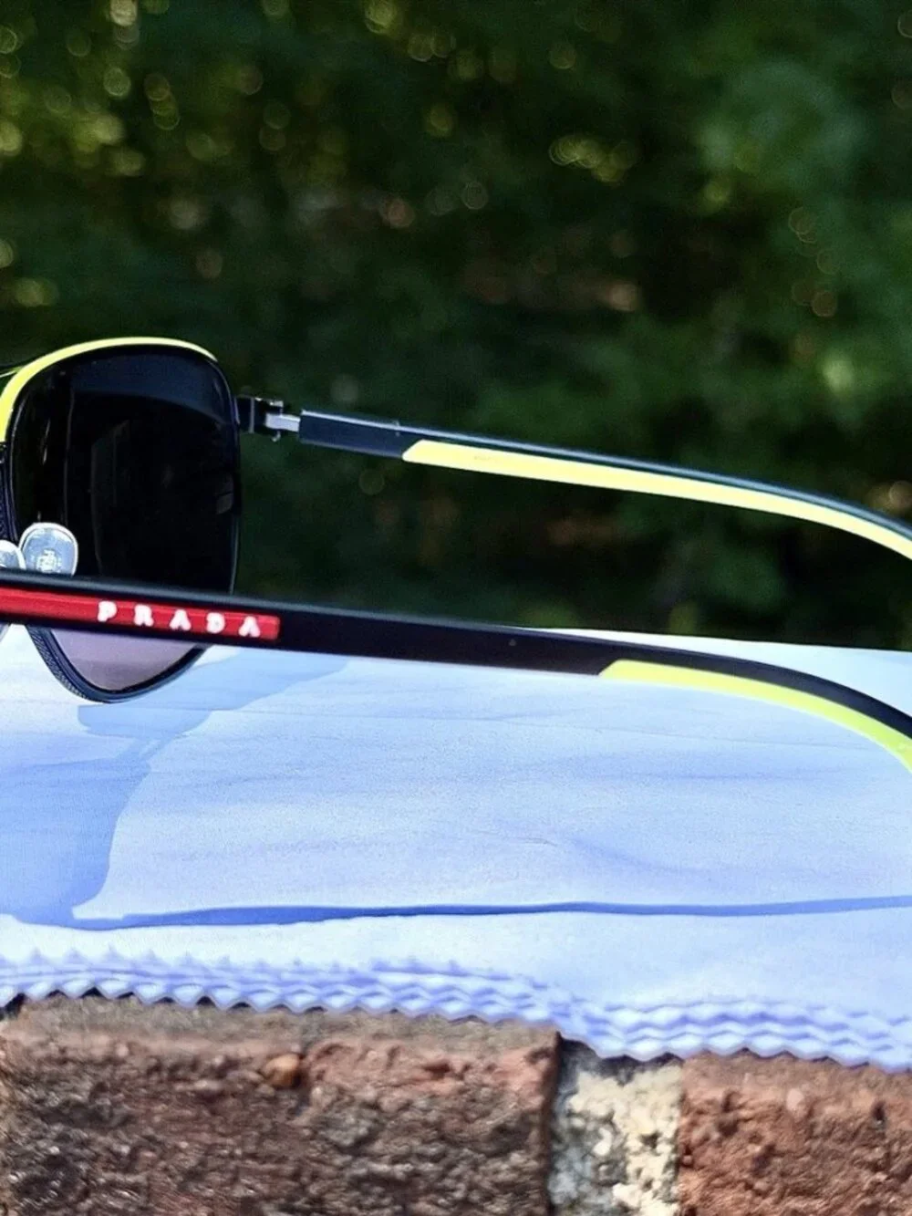 Prada Linea Rossa PS 50YS Sunglasses Matte Black Neon Yellow Aviator 62mm W/ COA